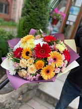 Букет цветов из:  Герберы, Ромашки, Хризантемы, Розы и Подсолнухи #REPLACE_PRED# Первомайский