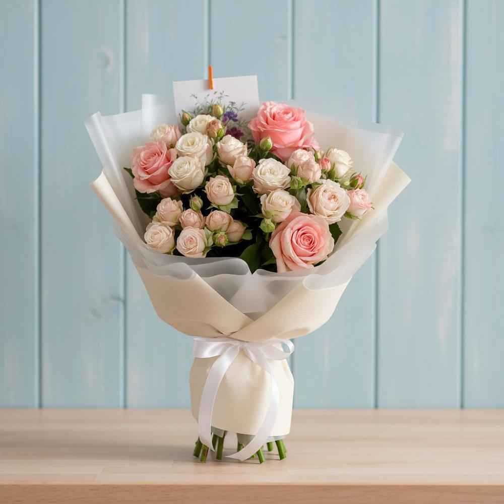 Букет цветов из: Розы в Первомайский