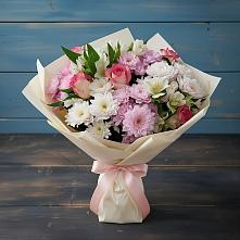 Букет цветов из:  Хризантемы, Альстромерии и Розы #REPLACE_PRED# Первомайский